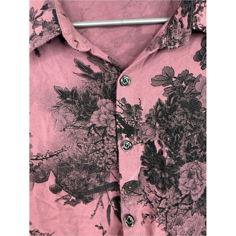 Atlanl Tshirt Button Up Dusty Red Floral Short-Sleeve Button-Down Shirt — image 5 of 8